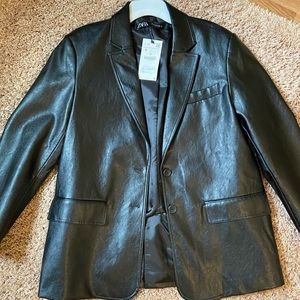 Zara, size M, oversized faux leather blazer
